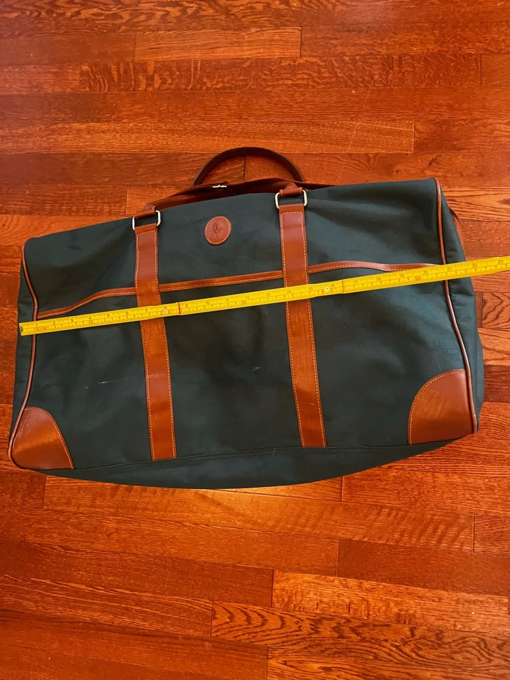 Ralph Lauren Forest Green Duffel with Brown Leather Trim